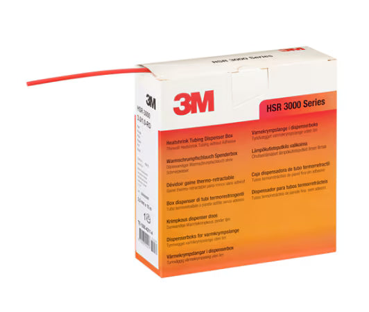 3M™ HSR 3000 Dünnwandiger Warmschrumpfschlauch auf Minirolle, rot, 1,5/0,5 mm, 12 m, Spenderbox