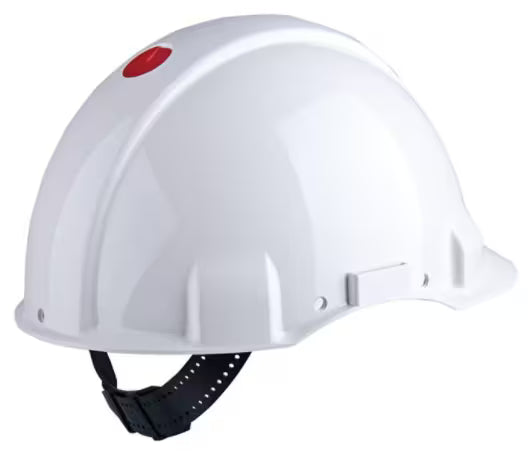 3M™ Schutzhelm, Uvicator, Ratschenverschluss, ohne Belüftung, 440 V dielektrisch, Schweißband aus Kunststoff, weiß, G3001NUV-VI