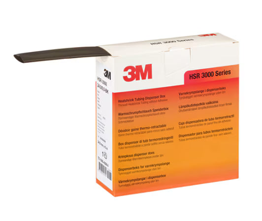 3M™ HSR 3000 Dünnwandiger Warmschrumpfschlauch auf Kleinrolle, Schwarz, 18/6 mm, 5 m, Spenderbox