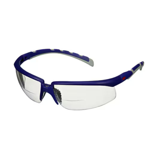 3M™ Solus™ 2000 Schutzbrille, Bügel blau/grau, beschlagfrei/kratzfest, Lesebrille +2,5, klare Scheiben, S2025AF-BLU, 20/Karton