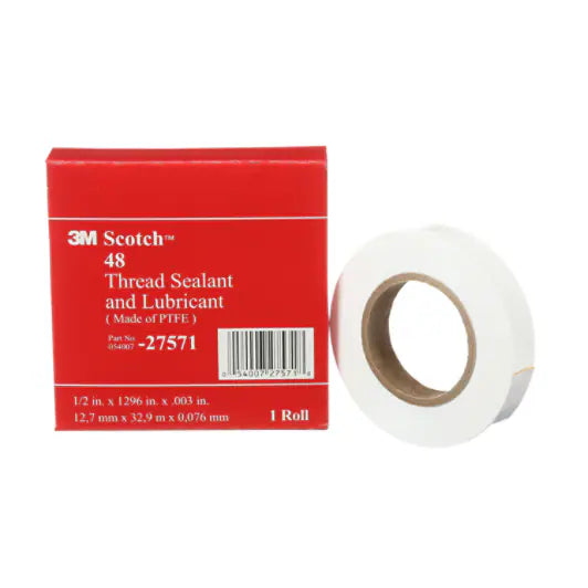 Scotch® 48 PTFE Fluorkohlenwasserstoff-Harzband, Weiß, 13 mm x 32,9 m, 0,076 mm