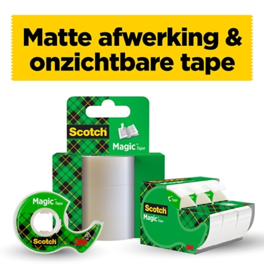 Scotch® Magic™ Unsichtbares Klebeband, 3 Rollen, 19 mm x 25 m + 1 Klebebandabroller Gratis