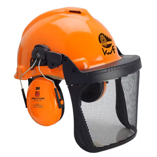 3M™ Forstkombination, FPA, G3000 orange Schutzhelm, H31 Kapselgehörschutz, FH1 Halterung und 5B Netz-Gesichtsschutz, G3000MOR31FH15B