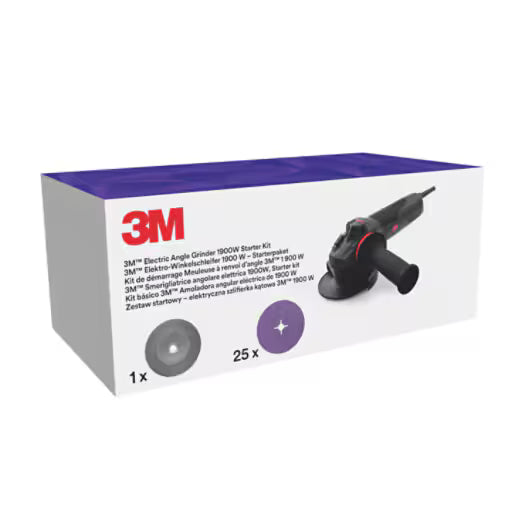 3M™ Elektrischer Winkelschleifer, 41829, 115 mm, 1900W, inkl. 1182C Lamellenschleifscheibe (25) & Rippen-BUP