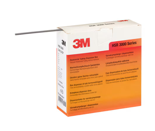 3M™ HSR 3000 Dünnwandiger Warmschrumpfschlauch auf Minirolle, Grau, 9/3 mm, 7 m, Spenderbox