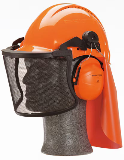 3M™ Forsthelm-Kombination, G3000 orange Helm, H31 Gehörschützer, Netzvisier V5J, G3000MOR31V5J-FPA