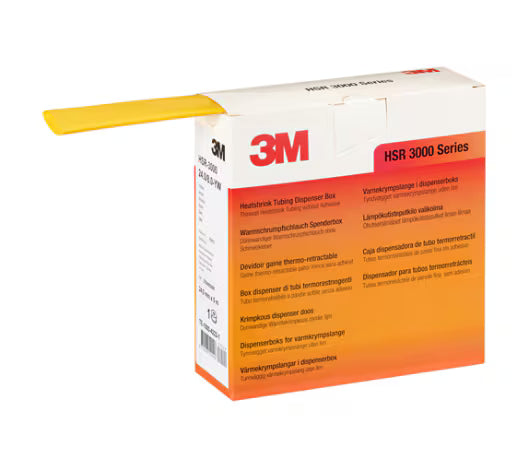 3M™ HSR 3000 Dünnwandiger Warmschrumpfschlauch auf Kleinrolle, gelb, 18/6 mm, 5 m, Spenderbox