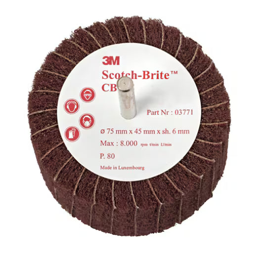 Scotch-Brite™ Kombi-Lamellenbürste auf Stift CB-ZS, 100 mm x 45 mm x 6 mm, P60
