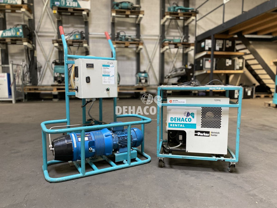 Gebrauchter Compair Hydrovane HV02 zweiteiliger Kompressor mit Drucklufttrockner
