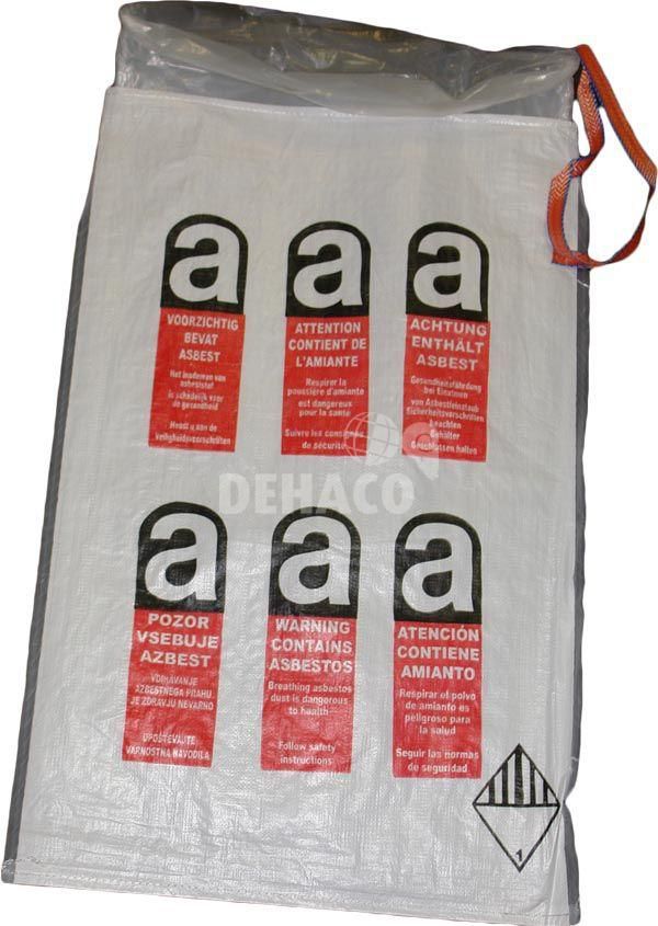Mini Asbestsack 80x120 cm mit A-Logo und 2 x Liner 100 mμ